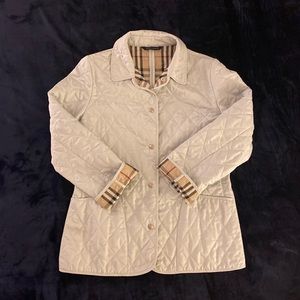 Pale blue quilted Burberry jacket
